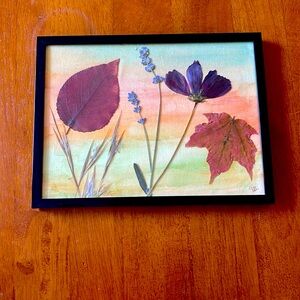 HOLIDAYS ARE COMING🎄 Handmade  Framed Pressed Flowers On Watercolor. GREAT GIFT